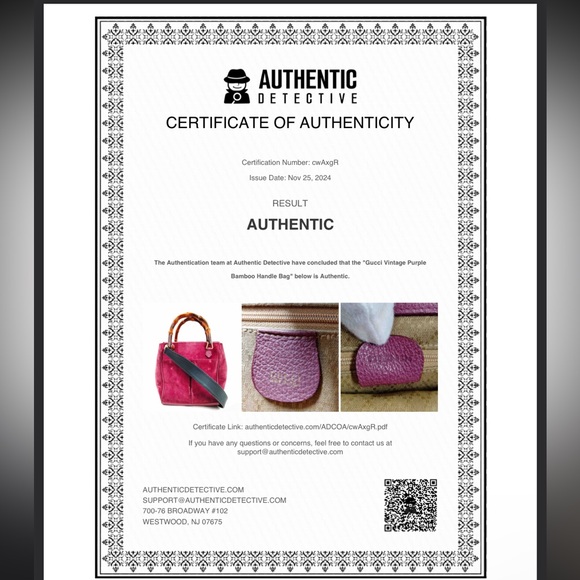 Gucci Purple Suede Bamboo Diana Crossbody Handbag with COA - some corner wear - Picture 4 of 17
